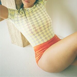 Baserange Checkered Yellow and White Top
